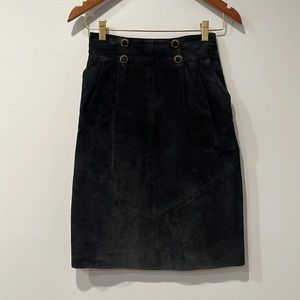 Vintage Black Suede Skirt, size 2